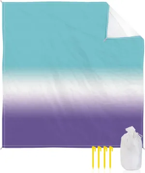 Beach Blanket Sandproof, Gradient Blue Teal to Purple Waterproof Beach Mat Lightweight Quick Drying Picnic Blanket Beach Essentials for Travel Camping Hiking 95x80in