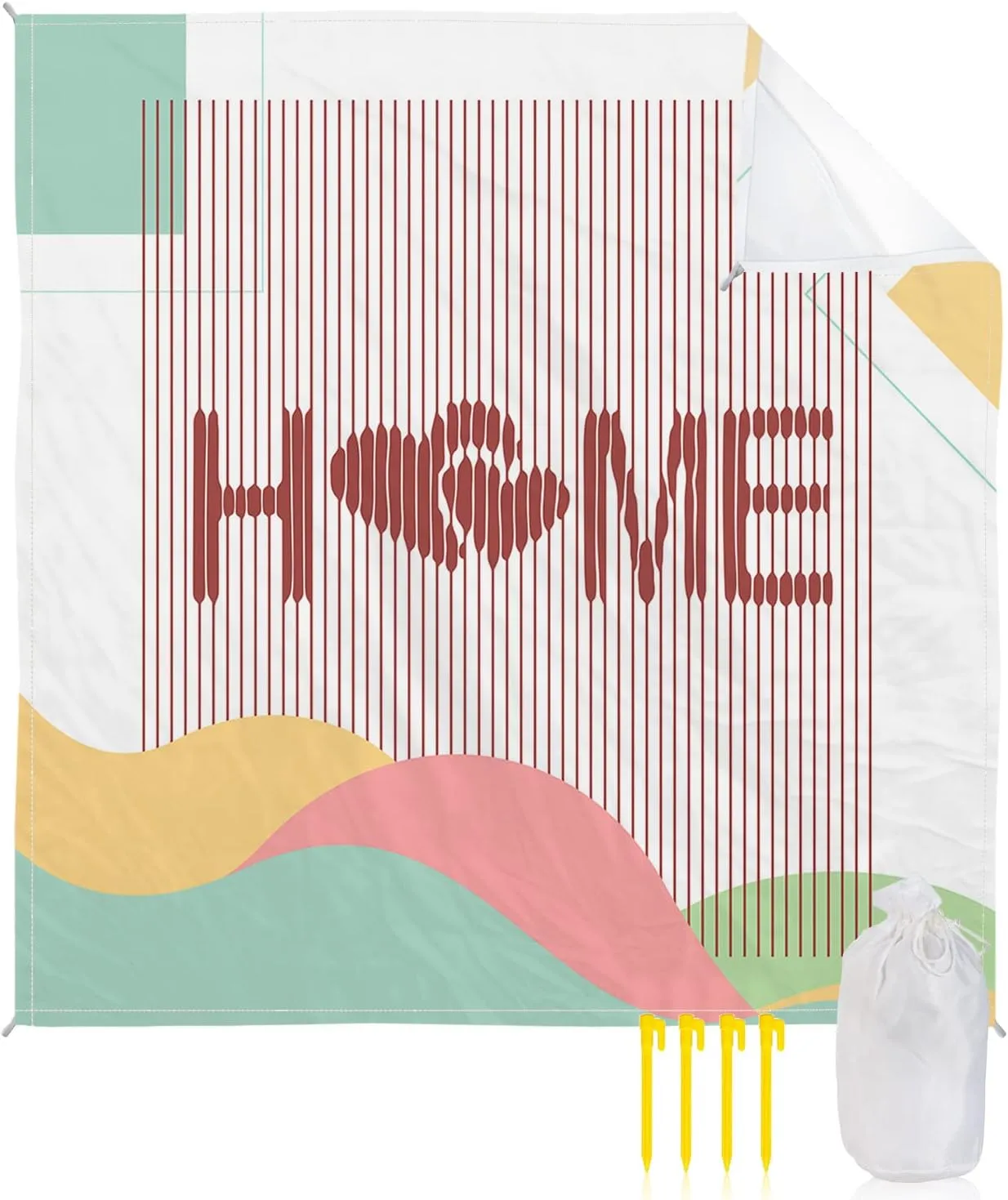 Beach Blanket Sandproof, Home Love Stripes Abstract Art Illustration Waterproof Beach Mat Lightweight Quick Drying Picnic Blanket Beach Essentials for Travel Camping Hiking 108x84in