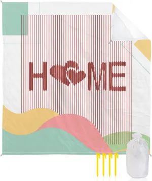 Beach Blanket Sandproof, Home Love Stripes Abstract Art Illustration Waterproof Beach Mat Lightweight Quick Drying Picnic Blanket Beach Essentials for Travel Camping Hiking 108x84in