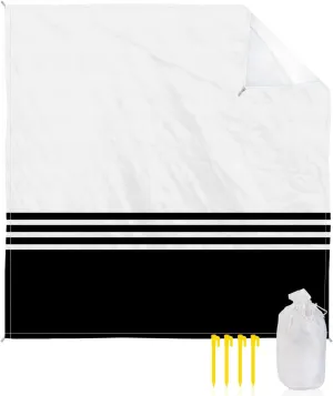 Beach Blanket Sandproof, Modern Art Black White Simple Striped Farmhouse Waterproof Beach Mat Lightweight Quick Drying Picnic Blanket Beach Essentials for Travel Camping Hiking 118x108in