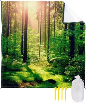 Beach Blanket Sandproof, Mystic Tropical Fresh Forest Scenic Wild Nature Branch Waterproof Beach Mat Lightweight Quick Drying Picnic Blanket Beach Essentials for Travel Camping Hiking 83x79in
