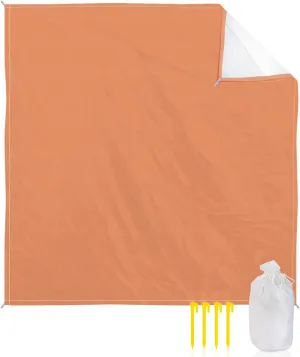 Beach Blanket Sandproof, Orange Red Waterproof Beach Mat Lightweight Quick Drying Picnic Blanket Beach Essentials for Travel Camping Hiking 83x79in