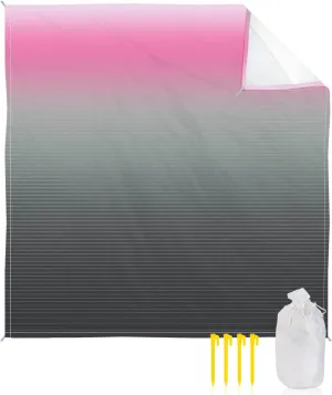 Beach Blanket Sandproof, Pink Grey Gradient Stripes Texture Waterproof Beach Mat Lightweight Quick Drying Picnic Blanket Beach Essentials for Travel Camping Hiking 118x108in