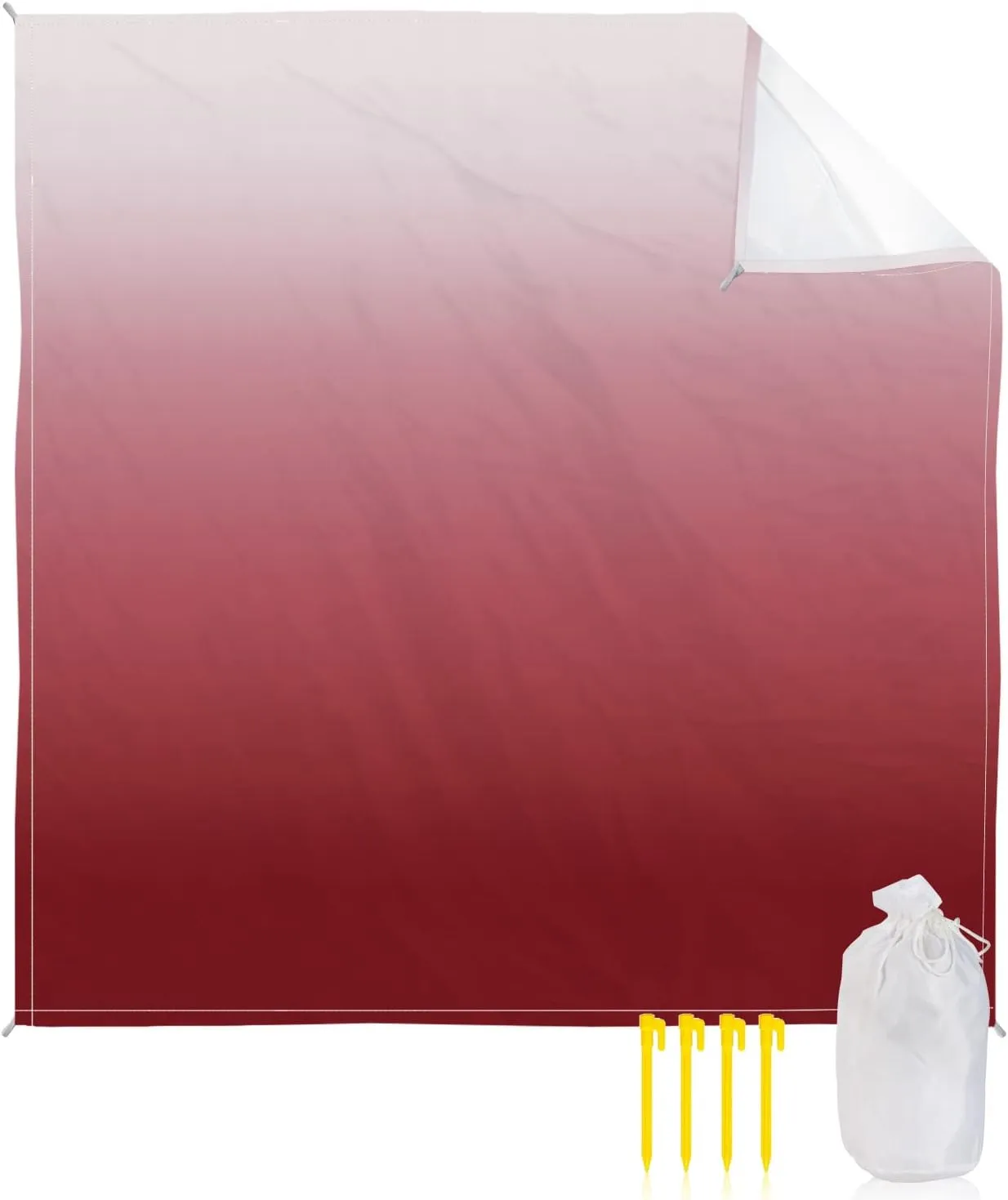 Beach Blanket Sandproof, Red Gradient Waterproof Beach Mat Lightweight Quick Drying Picnic Blanket Beach Essentials for Travel Camping Hiking 83x79in