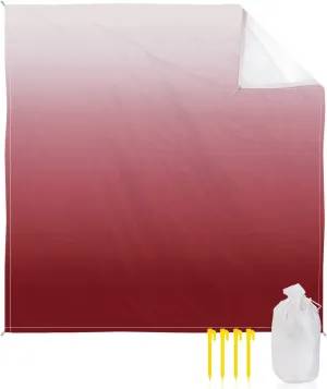 Beach Blanket Sandproof, Red Gradient Waterproof Beach Mat Lightweight Quick Drying Picnic Blanket Beach Essentials for Travel Camping Hiking 83x79in