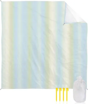 Beach Blanket Sandproof, Simple Gradient Lines Abstract Art Waterproof Beach Mat Lightweight Quick Drying Picnic Blanket Beach Essentials for Travel Camping Hiking 95x80in