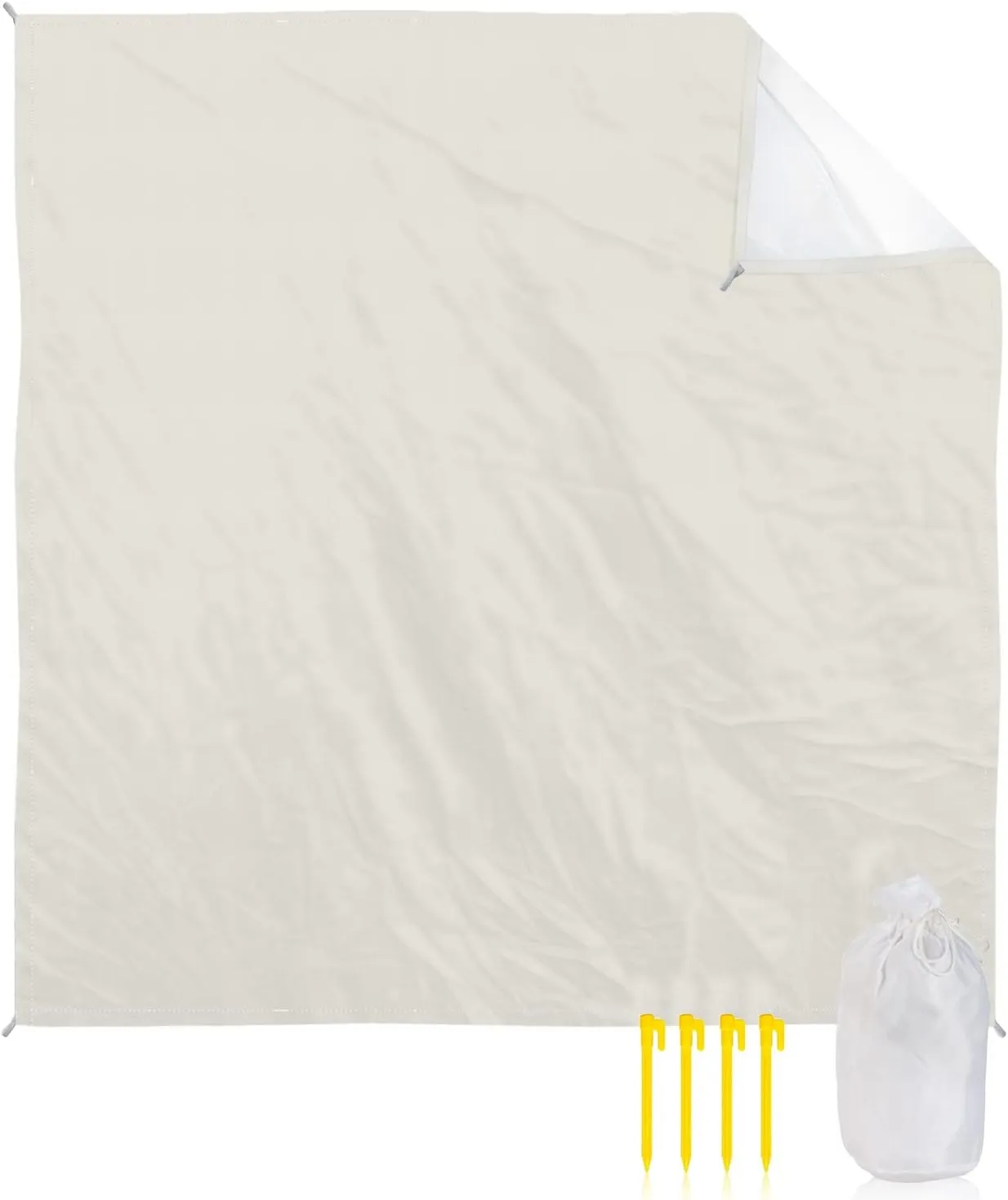 Beach Blanket Sandproof, Solid Color Beige Waterproof Beach Mat Lightweight Quick Drying Picnic Blanket Beach Essentials for Travel Camping Hiking 108x84in