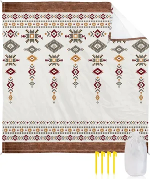 Beach Blanket Sandproof, Southwest Native American Tribal Totem Boho Waterproof Beach Mat Lightweight Quick Drying Picnic Blanket Beach Essentials for Travel Camping Hiking 108x84in