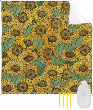 Beach Blanket Sandproof, Sunflower Rustic Flower Fall Waterproof Beach Mat Lightweight Quick Drying Picnic Blanket Beach Essentials for Travel Camping Hiking 83x79in