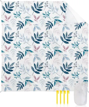 Beach Blanket Sandproof, Watecolour Plants Pattern Waterproof Beach Mat Lightweight Quick Drying Picnic Blanket Beach Essentials for Travel Camping Hiking 95x80in