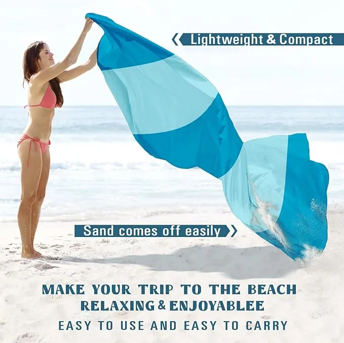Beach Blanket Sandproof Waterproof 10'×9' 1-8 Adults Oversized,Compact Lightweight Durable Beach Mat for Travel Camping Hiking Picnic Blanket