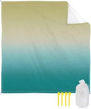 Beach Blanket Sandproof, Yellow Cyan Turquoise Gradient Waterproof Beach Mat Lightweight Quick Drying Picnic Blanket Beach Essentials for Travel Camping Hiking 83x79in