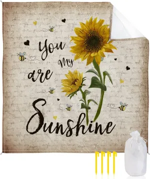 Beach Blanket Sandproof, You are My Sunshine Sunflower Retro Flower Pattern Waterproof Beach Mat Lightweight Quick Drying Picnic Blanket Beach Essentials for Travel Camping Hiking 83x79in