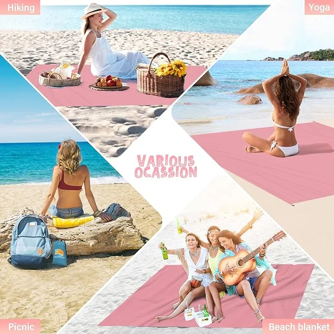 Beach Blanket Waterproof Sandproof 1-8 Adult Oversized 9'×10' Lightweight Durable Compact Sand Free Beach Mat for Travel Camping Hiking Picnic Blanket Extra Large
