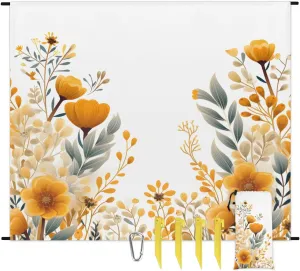 Beach Blanket, Yellow Bloom Flowers Sandproof Beach Mat, Waterproof Quick Drying Sand Free Mat with 4 x Ground Spikes for Outdoor Travel Camping Hiking, Spring Summer Daisy 68 x 59 in