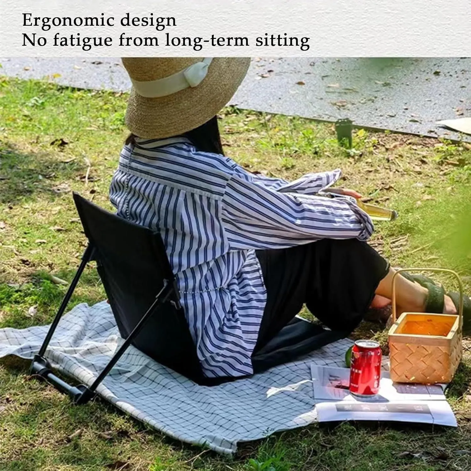 Beach Mat Lounge Chair, Portable Beach Chairs for Adults, Folding Reclining Beach Mat with Back Support for Sunbathing Camping Beach(Green)