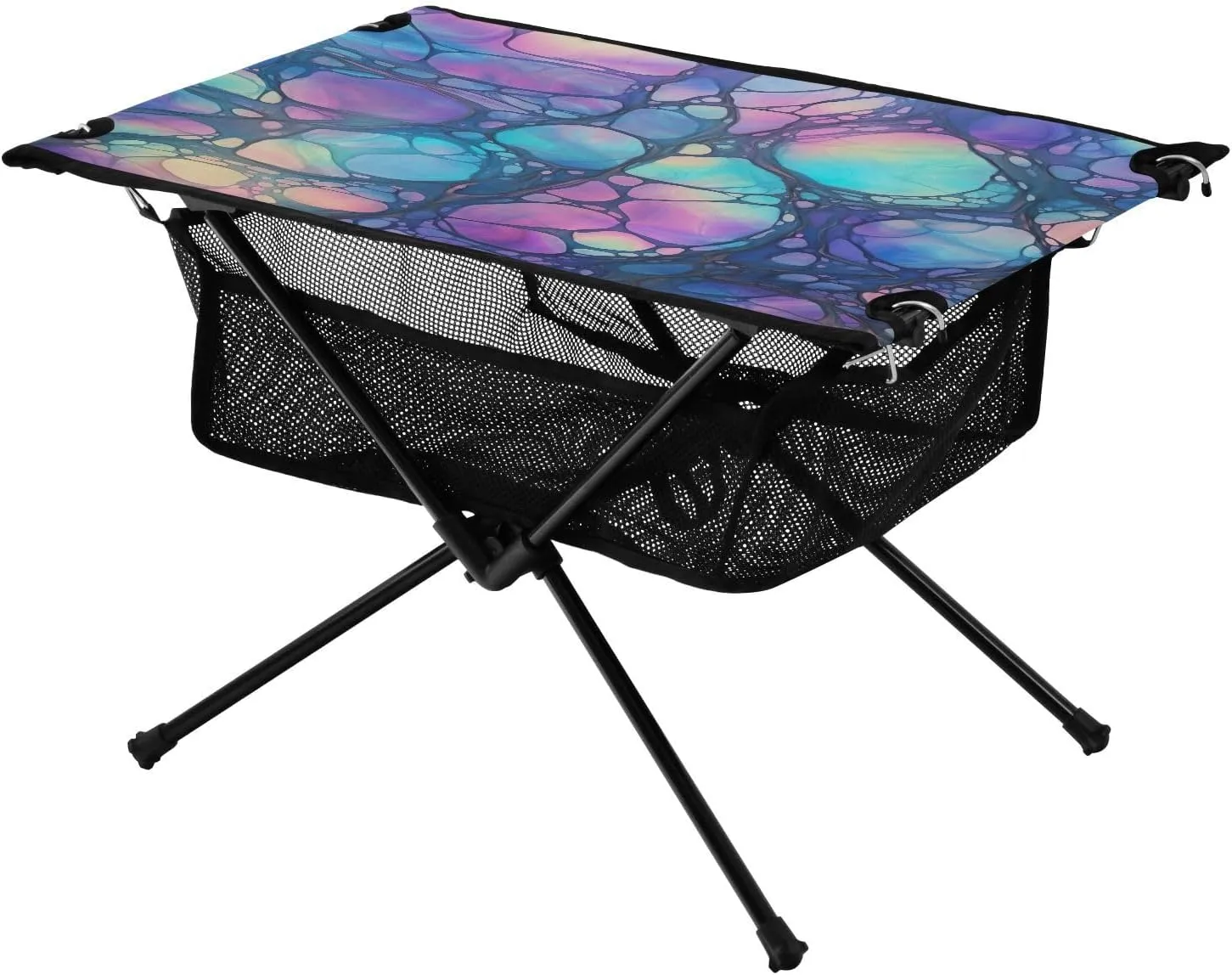 Beautiful Baroque Texture Portable Folding Camping Table, Compact Lightweight Beach Table with Carrying Bag for Outdoor Picnics, BBQs, Camp