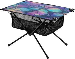 Beautiful Baroque Texture Portable Folding Camping Table, Compact Lightweight Beach Table with Carrying Bag for Outdoor Picnics, BBQs, Camp