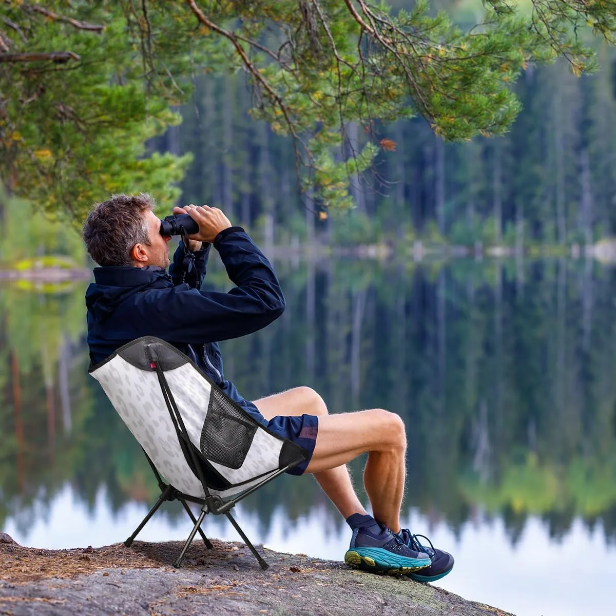 Beautiful Cheetah Skin Leopard Camping Chair Lightweight Portable Chairs for Adults Easy Installation Outdoor Foldable Camping Chair for Camping Fishing Hiking Picnic Beach