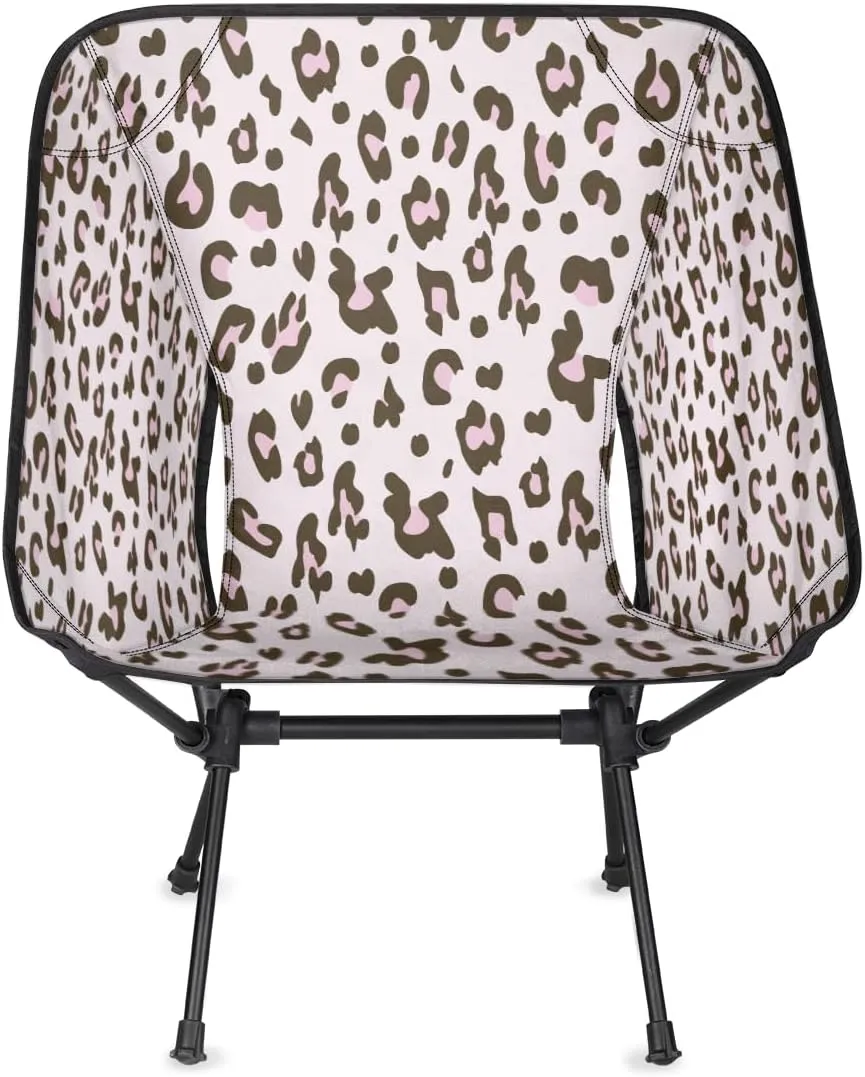 Beautiful Cheetah Skin Leopard Camping Chair Lightweight Portable Chairs for Adults Easy Installation Outdoor Foldable Camping Chair for Camping Fishing Hiking Picnic Beach