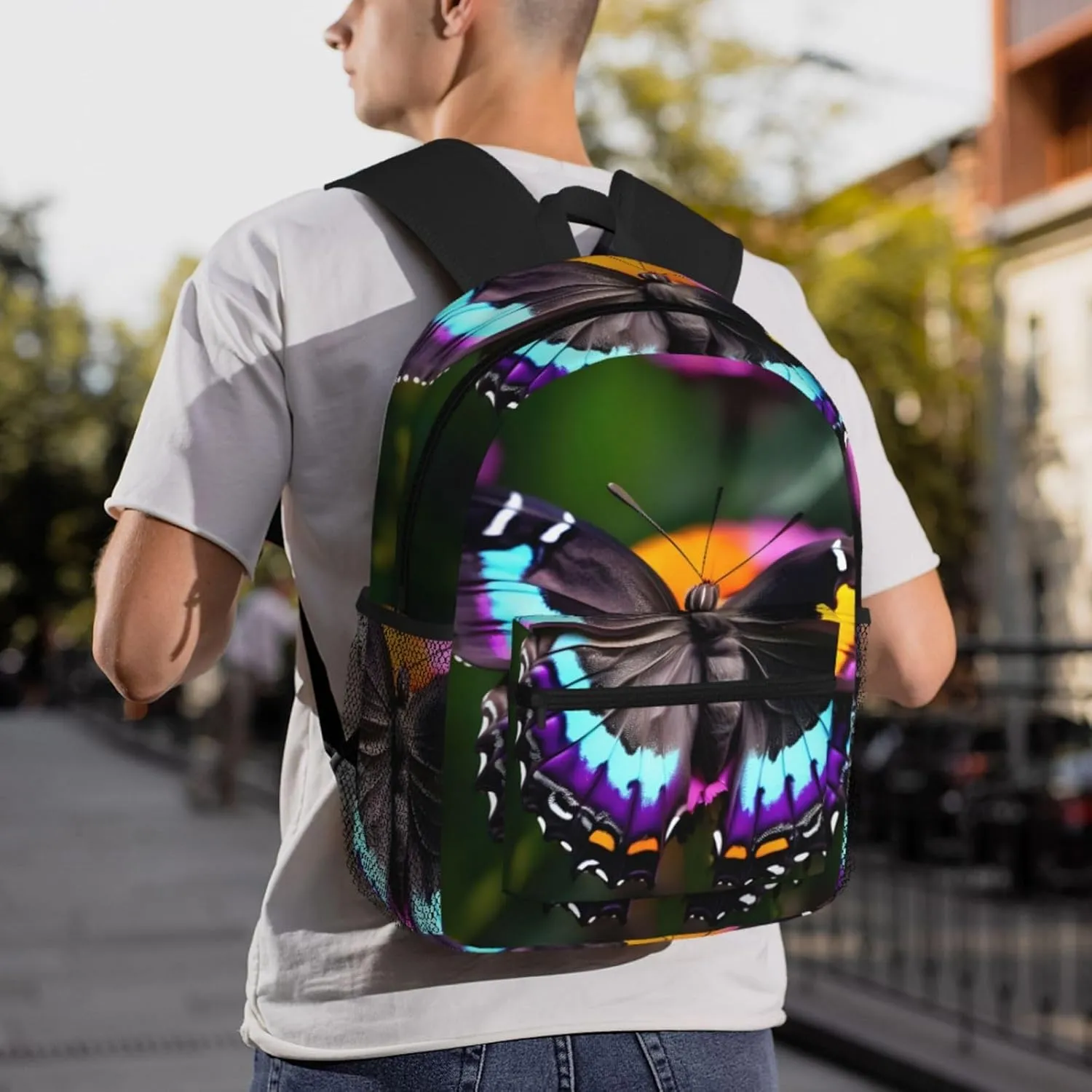 Beautiful Colorful Butterflys Print Comfortable Backpack,Your Essential Casual Travel Bag For Outdoor Adventures, SB-122