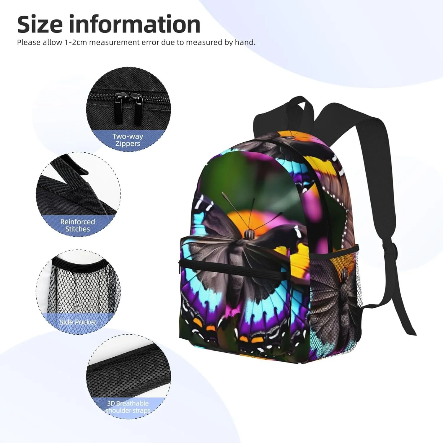 Beautiful Colorful Butterflys Print Comfortable Backpack,Your Essential Casual Travel Bag For Outdoor Adventures, SB-122