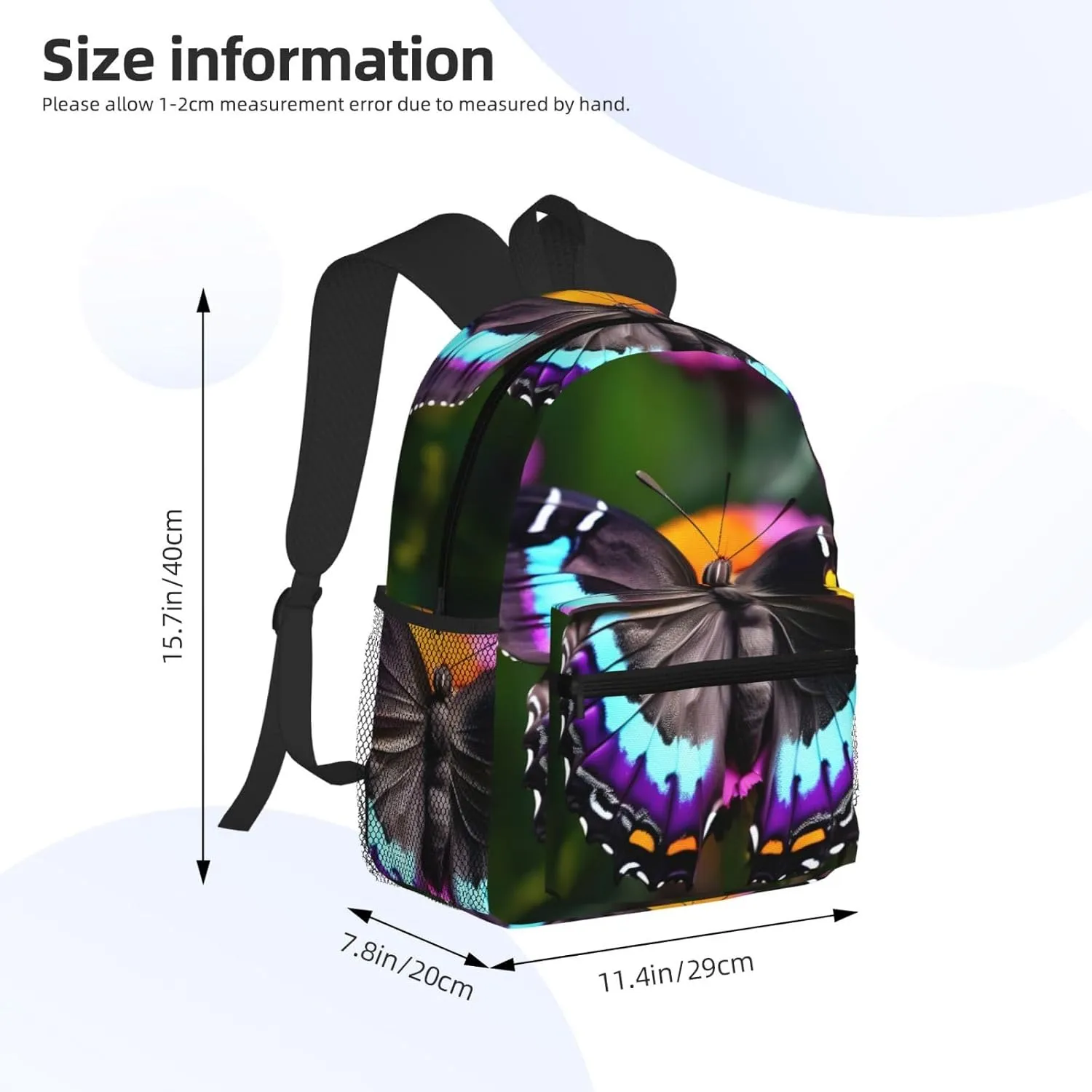 Beautiful Colorful Butterflys Print Comfortable Backpack,Your Essential Casual Travel Bag For Outdoor Adventures, SB-122