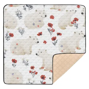 Beauty Polar Bear White Soft Thick Baby Activity Play Mat for Indoor Outdoor Washable Travel Play Mat for Babies Infants Toddlers, 50'' x 50''