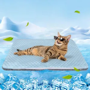 BEAUTYZOO Cooling Mat for Cats & Dogs -26" X 17" Ice Silk Cat Cooling Mat, Dual Sided Cool Pad for Crate Kennel, Indoor Kitten Cool Sleeping Bed for Summer, Arc-Chill Cool Fiber Q-MAX >0.45 Washable