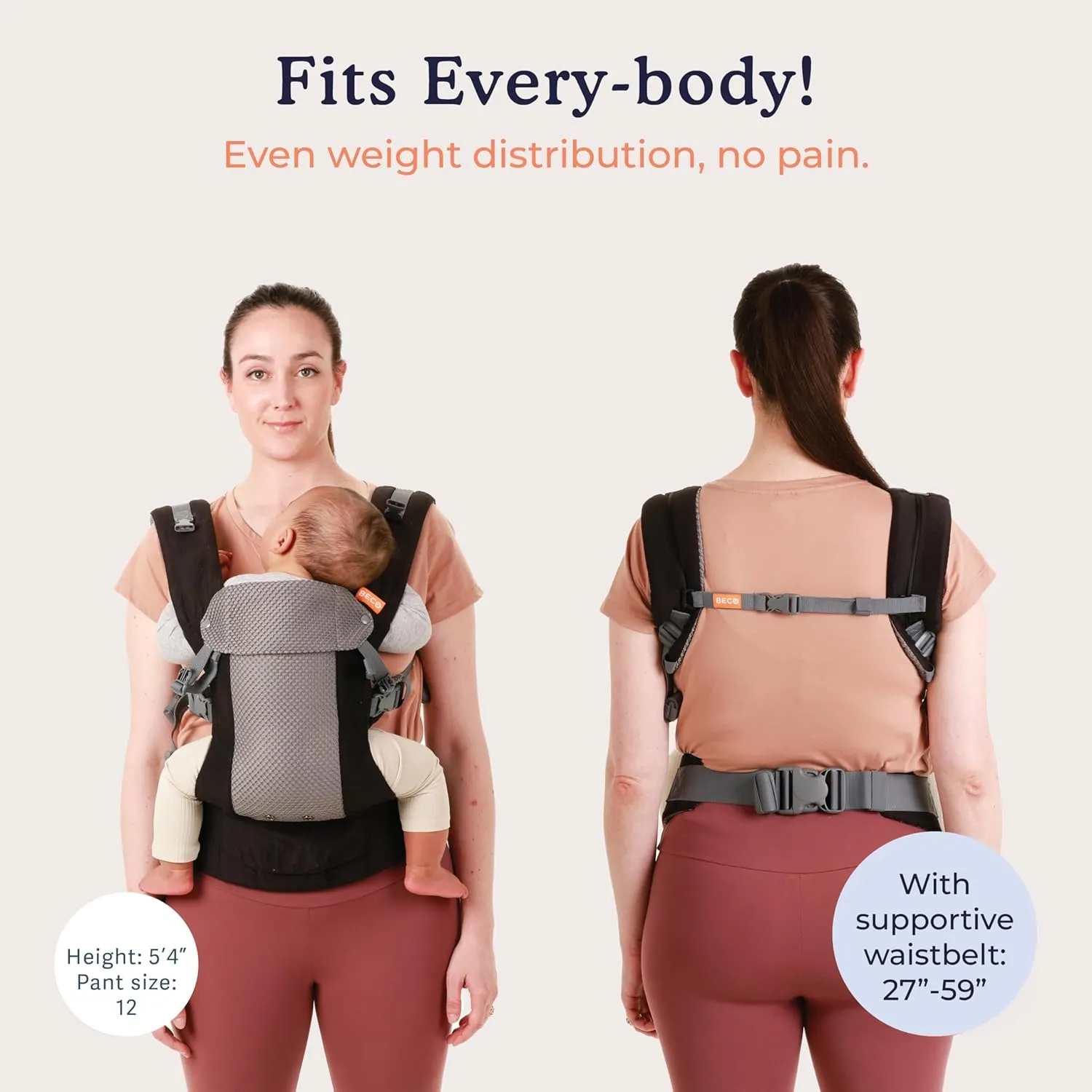 Beco Baby Carrier Gemini Newborn to Toddler - Front, Back and Hip Seat Carrier, Baby Carrier Backpack & Baby Front Carrier with Adjustable Seat, Ergonomic Baby Holder Carrier 7-35lbs (Cool Black)
