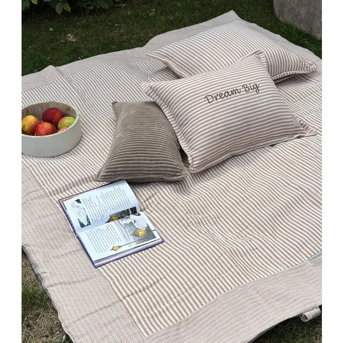 Beige Stripes - XXL picnic blanket - picnic mat 180×150 cm