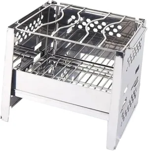 BESPORTBLE Square Portable BBQ Grill Stainless Steel Outdoor Cookware Compact for Camping Efficient Cooking