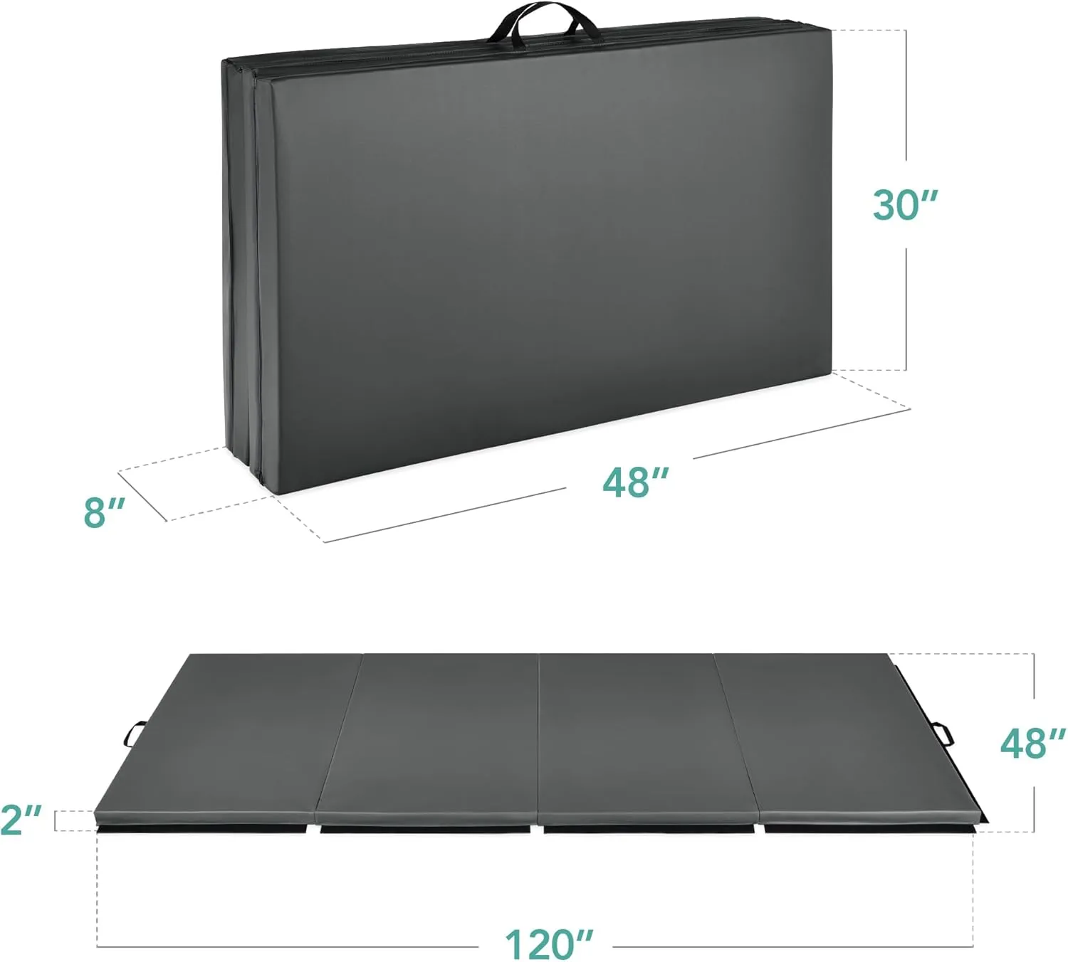 Best Choice Products 10ftx4ftx2in Folding Gym Mat 4-Panel Exercise Gymnastics Aerobics Workout Fitness Floor Mats w/Carrying Handles