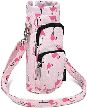 Betsey Johnson Insulated Water Bottle Pouch Holder Carrier Crossbag with Adjustable Shoulder Strap - Lightweight Polyester Accessories with Pockets Good for Hiking Sports