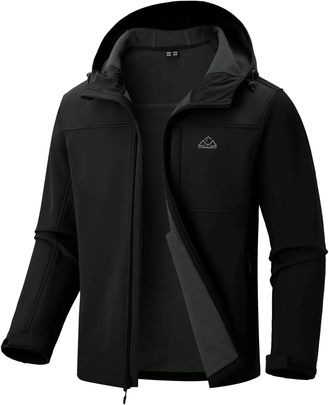 BGOWATU Men's Softshell Jacket Fall Winter Warm Fleece Lined Hooded Jacket Lightweight Windbreaker Casual Coats with Pockets