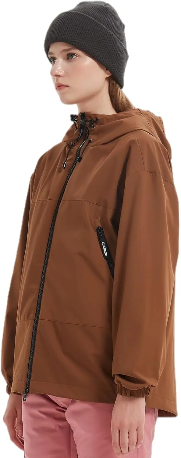 BGX Bluemagic Spring Women's Softshell Jacket with Hood Fleece Lined Warm Lightweight Waterproof Insulated Windbreaker