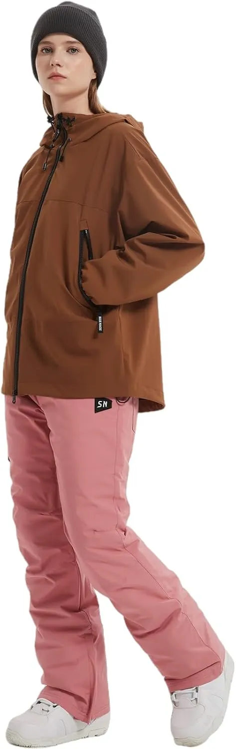 BGX Bluemagic Spring Women's Softshell Jacket with Hood Fleece Lined Warm Lightweight Waterproof Insulated Windbreaker