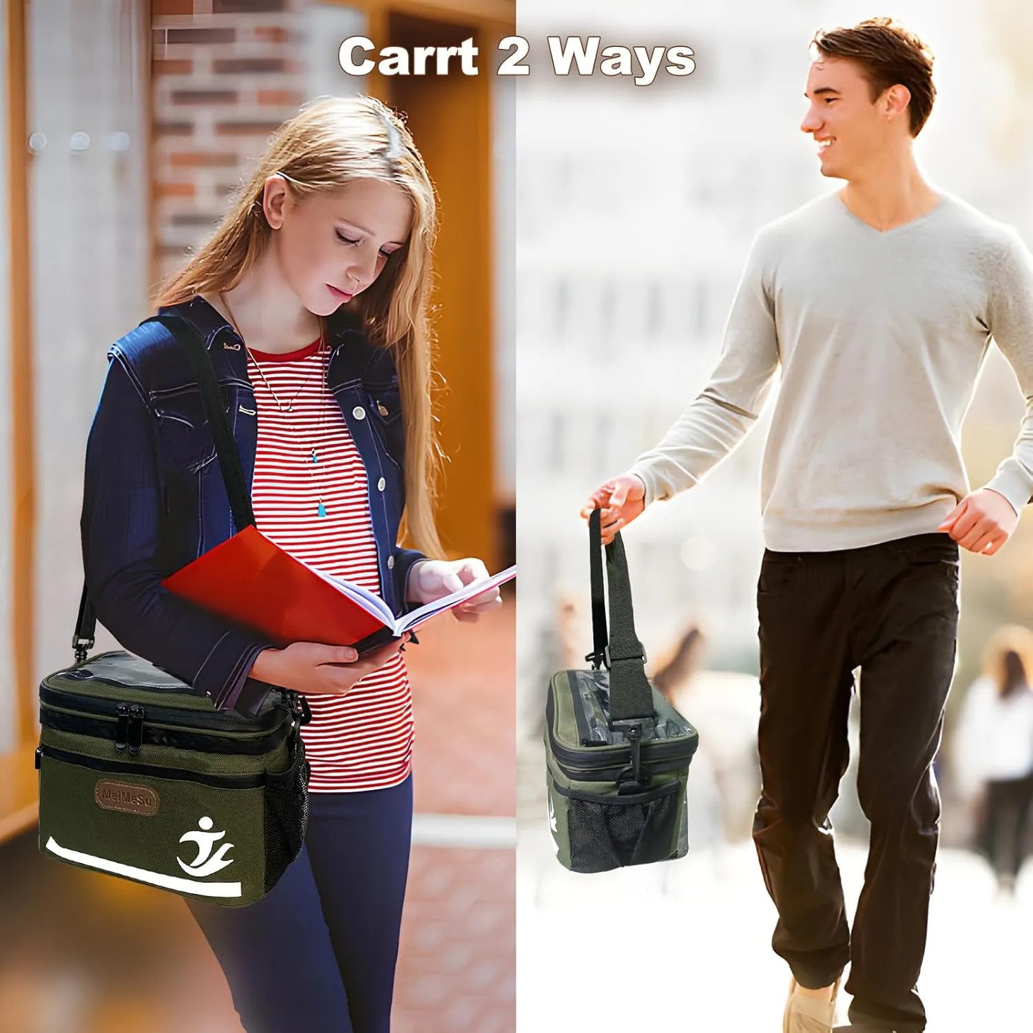 Bike Handlebar Bag with Touch Screen Phone Holder, Waterproof Front Basket, Insulated Cooler Lunch Bag