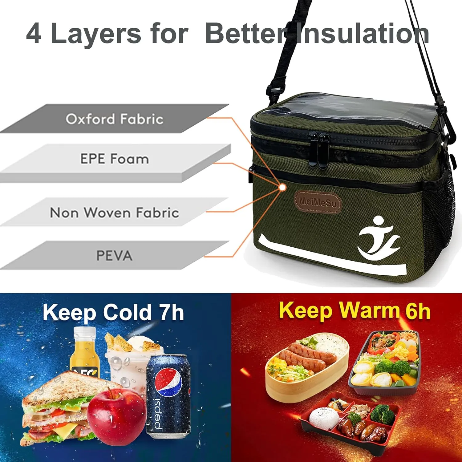 Bike Handlebar Bag with Touch Screen Phone Holder, Waterproof Front Basket, Insulated Cooler Lunch Bag