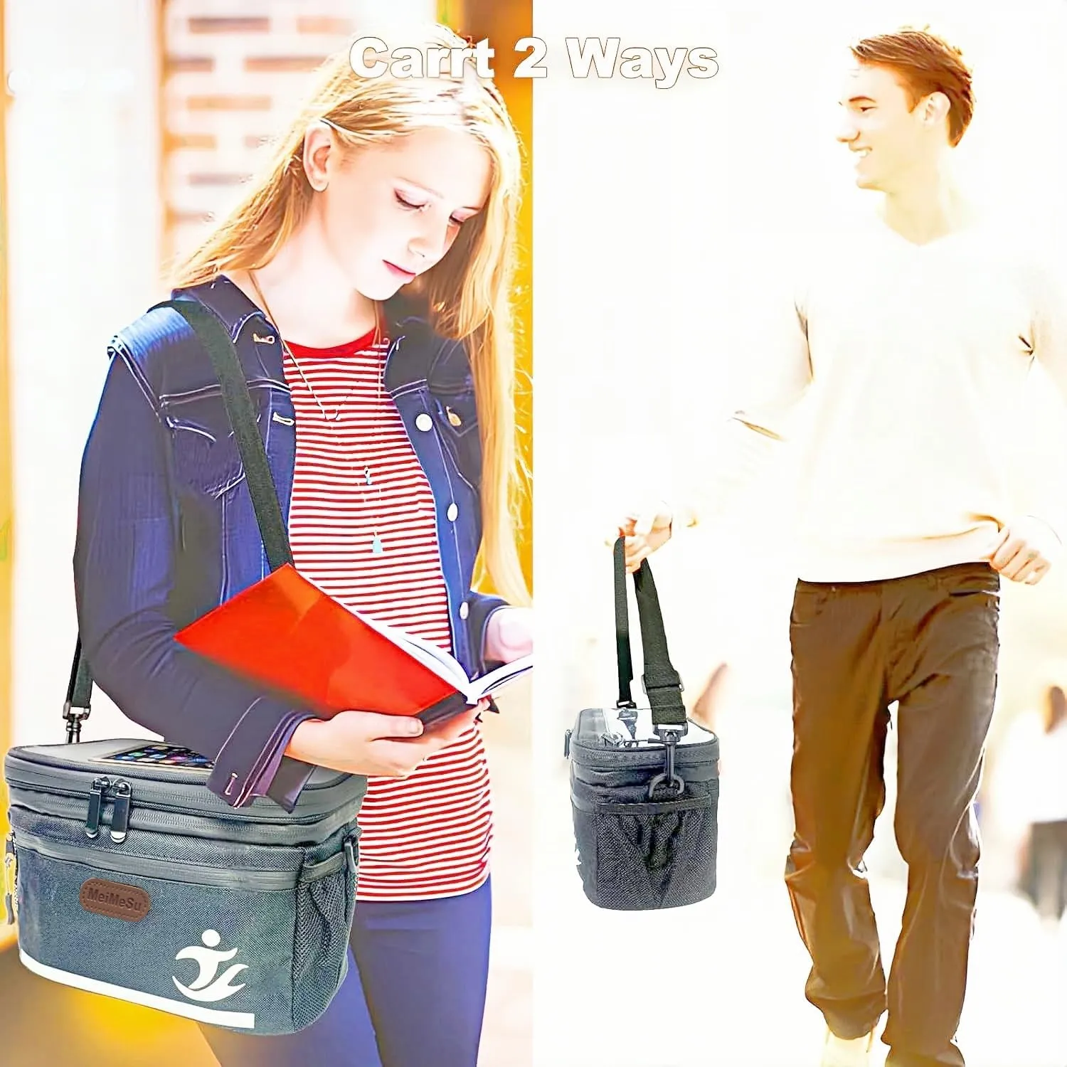 Bike Handlebar Bag with Touch Screen Phone Holder, Waterproof Front Basket, Insulated Cooler Lunch Bag