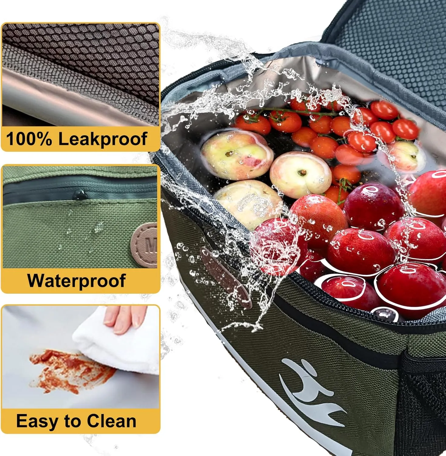 Bike Handlebar Bag with Touch Screen Phone Holder, Waterproof Front Basket, Insulated Cooler Lunch Bag