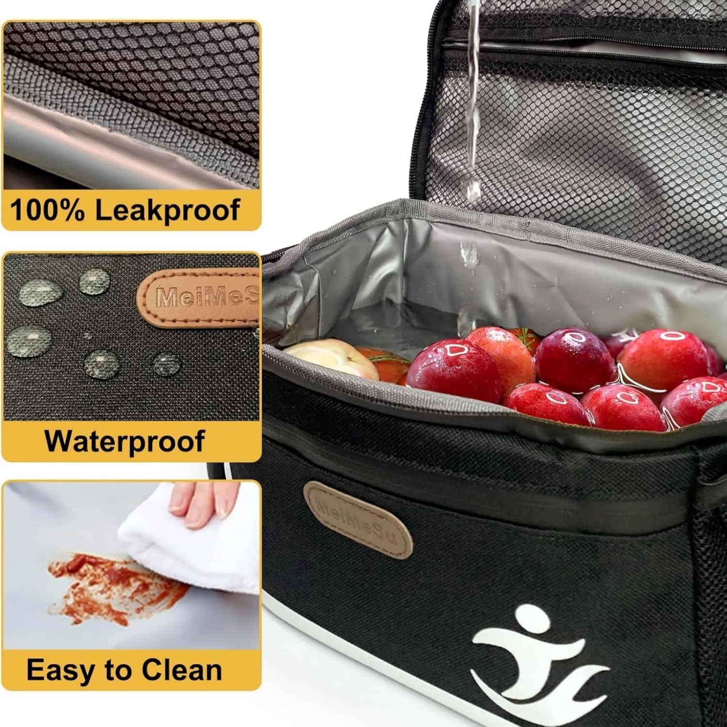 Bike Handlebar Bag with Touch Screen Phone Holder, Waterproof Front Basket, Insulated Cooler Lunch Bag