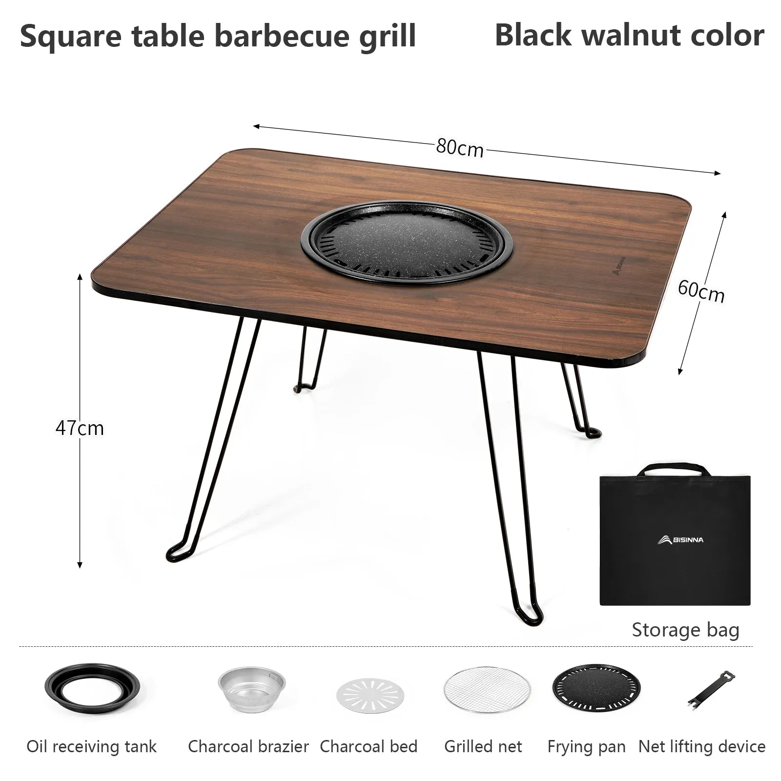 BISINNA Outdoor Folding Barbeque Stove Portable Camping BBQ Charcoal Grill With Widen Desktop Patio Tea Boiling