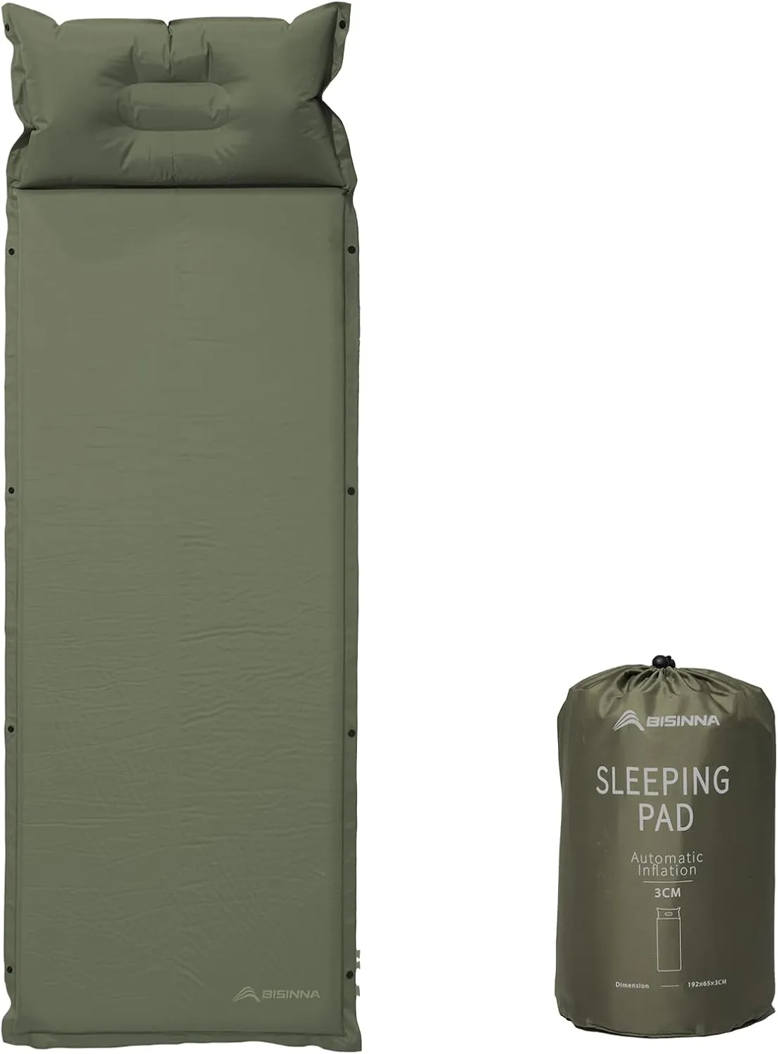BISINNA Self-Inflating Sleeping Pad Thick Foam Sleeping Mattress with Pillow for Camping Lightweight Insulated Sleeping Mat Fast Inflating for Camping Travel Car Tent