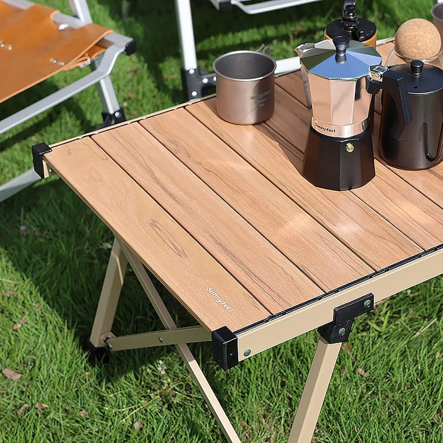 BK&MF Outdoor Folding Table,Portable Aluminum Picnic Camping Table Compact Travel Table Roll-up Table with Carry Bag for Picnic Beach,A,96x66x69cm(38x26x27inch)
