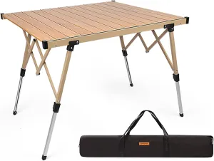 BK&MF Outdoor Folding Table,Portable Aluminum Picnic Camping Table Compact Travel Table Roll-up Table with Carry Bag for Picnic Beach,A,96x66x69cm(38x26x27inch)