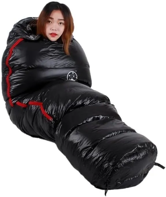 Black Snow Outdoor Camping Sleeping Bag Very Warm Down Filled Adult Mummy Style Sleep Bag 4 Seasons Camping Travel Sleeping Bag