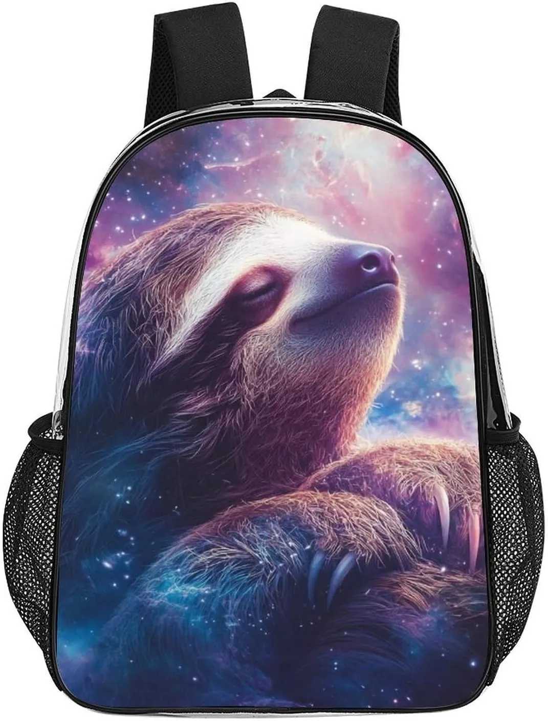 Blue Nebula Sloth Shoulder Book Bags Transparent Multipurpose Anti-Theft Carry On Bag Large Capacity Travel Hiking & Camping Rucksack