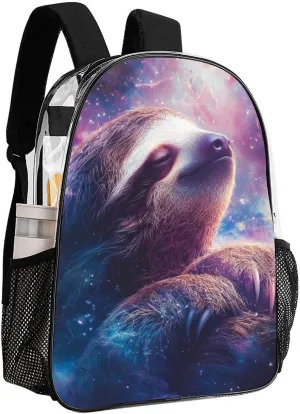 Blue Nebula Sloth Shoulder Book Bags Transparent Multipurpose Anti-Theft Carry On Bag Large Capacity Travel Hiking & Camping Rucksack