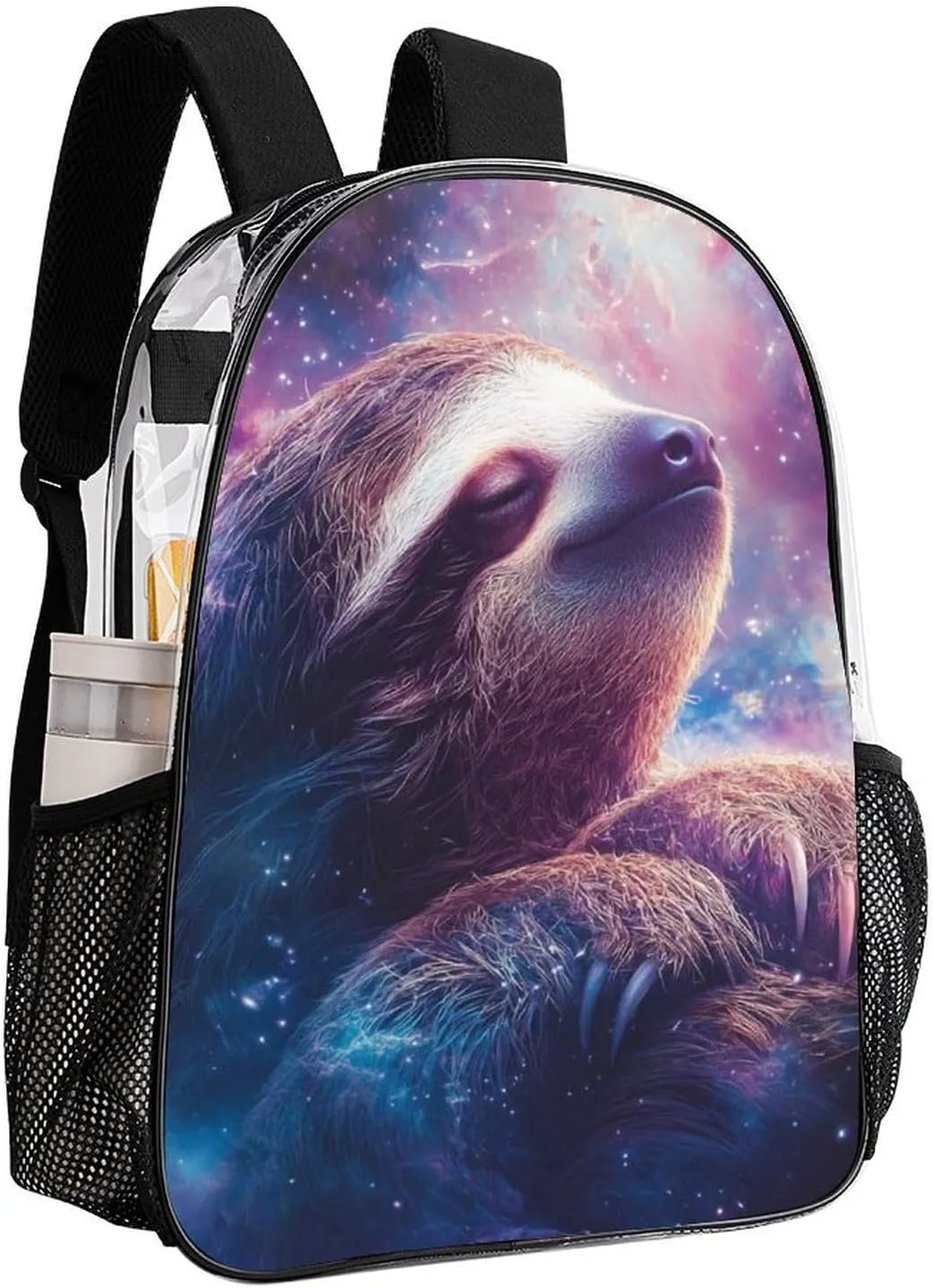 Blue Nebula Sloth Shoulder Book Bags Transparent Multipurpose Anti-Theft Carry On Bag Large Capacity Travel Hiking & Camping Rucksack